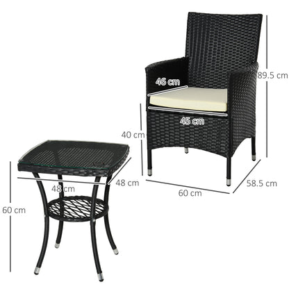 Outsunny Three-Piece Rattan Chair Set