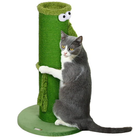 63cm Cat Scratching Post for Indoor Cats, with Sisal Rope Cover, Large Base, Green-0