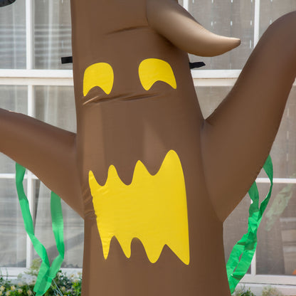 Outsunny 8ft Inflatable Halloween Ghost Tree with Upside-down Bats Showing Teeth Wings