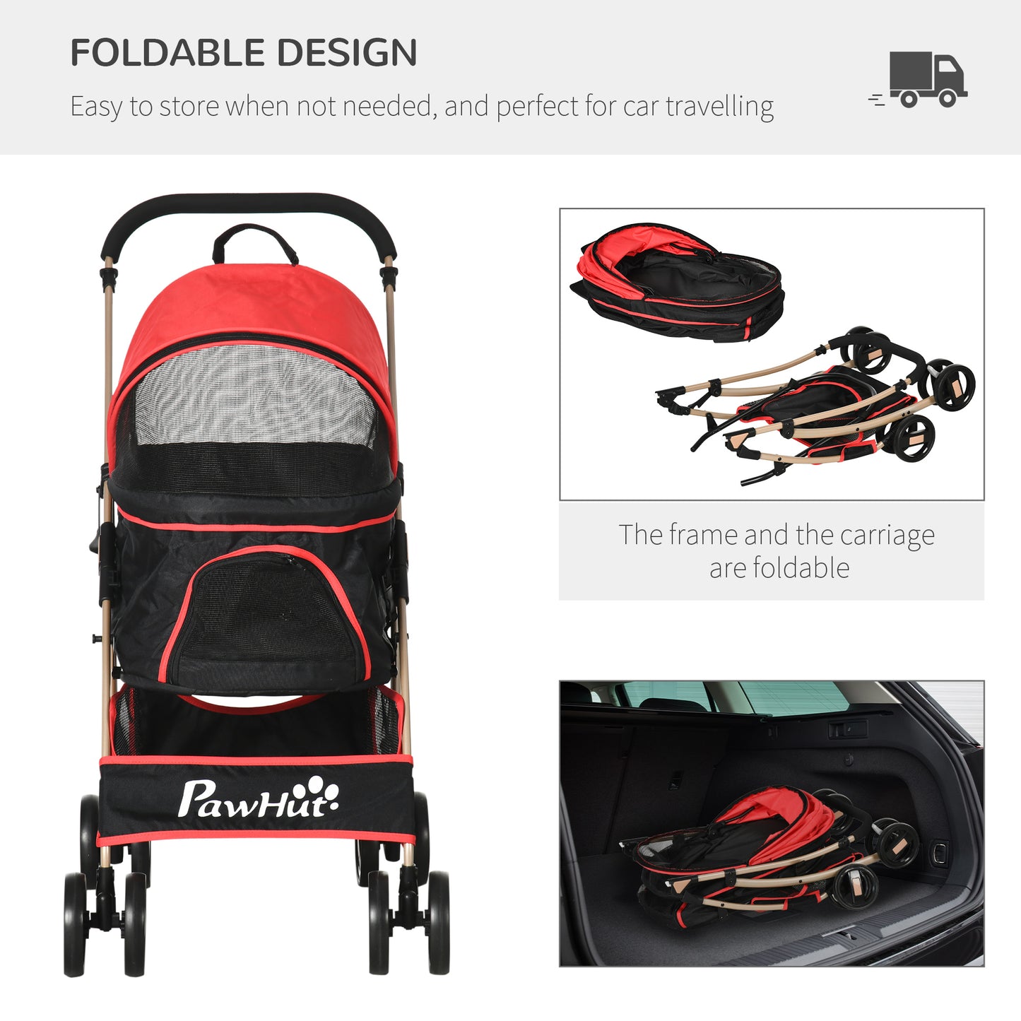 PawHut Detachable Pet Stroller