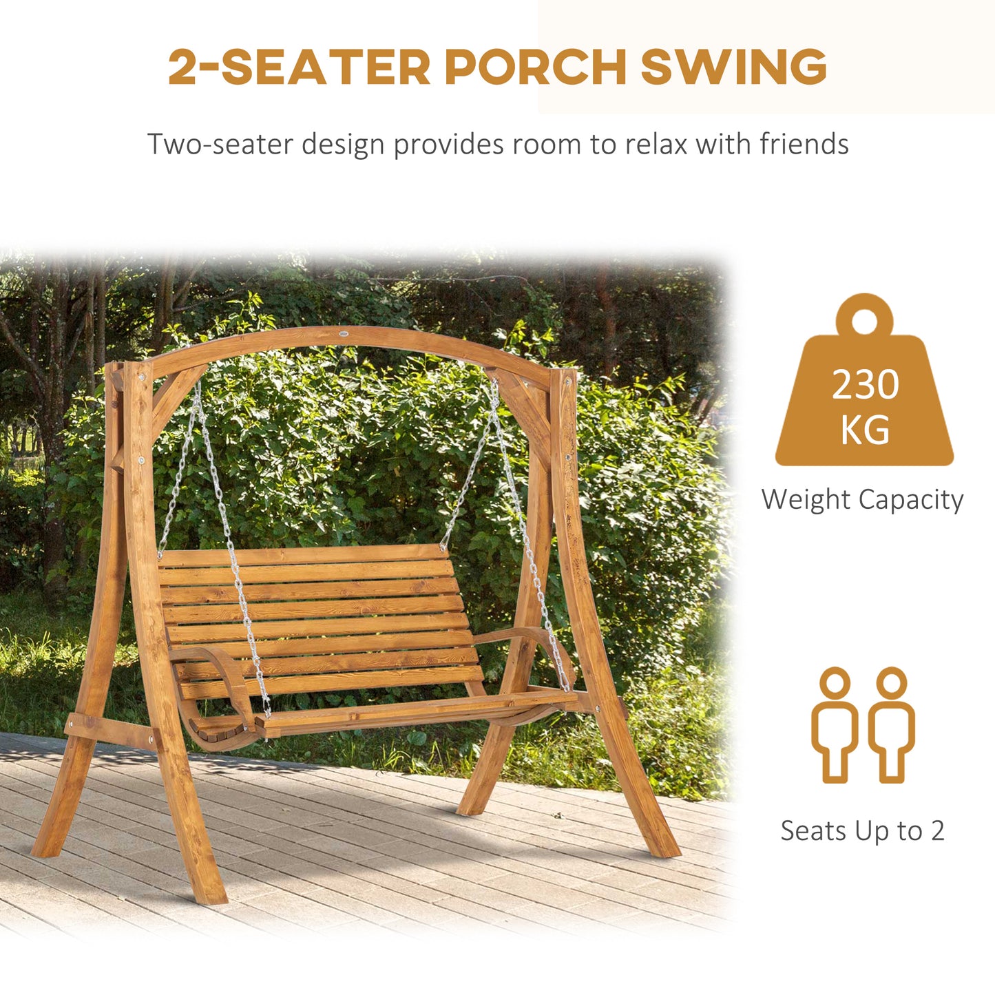 Outsunny 2 Seater Garden Swing Seat Swing Chair