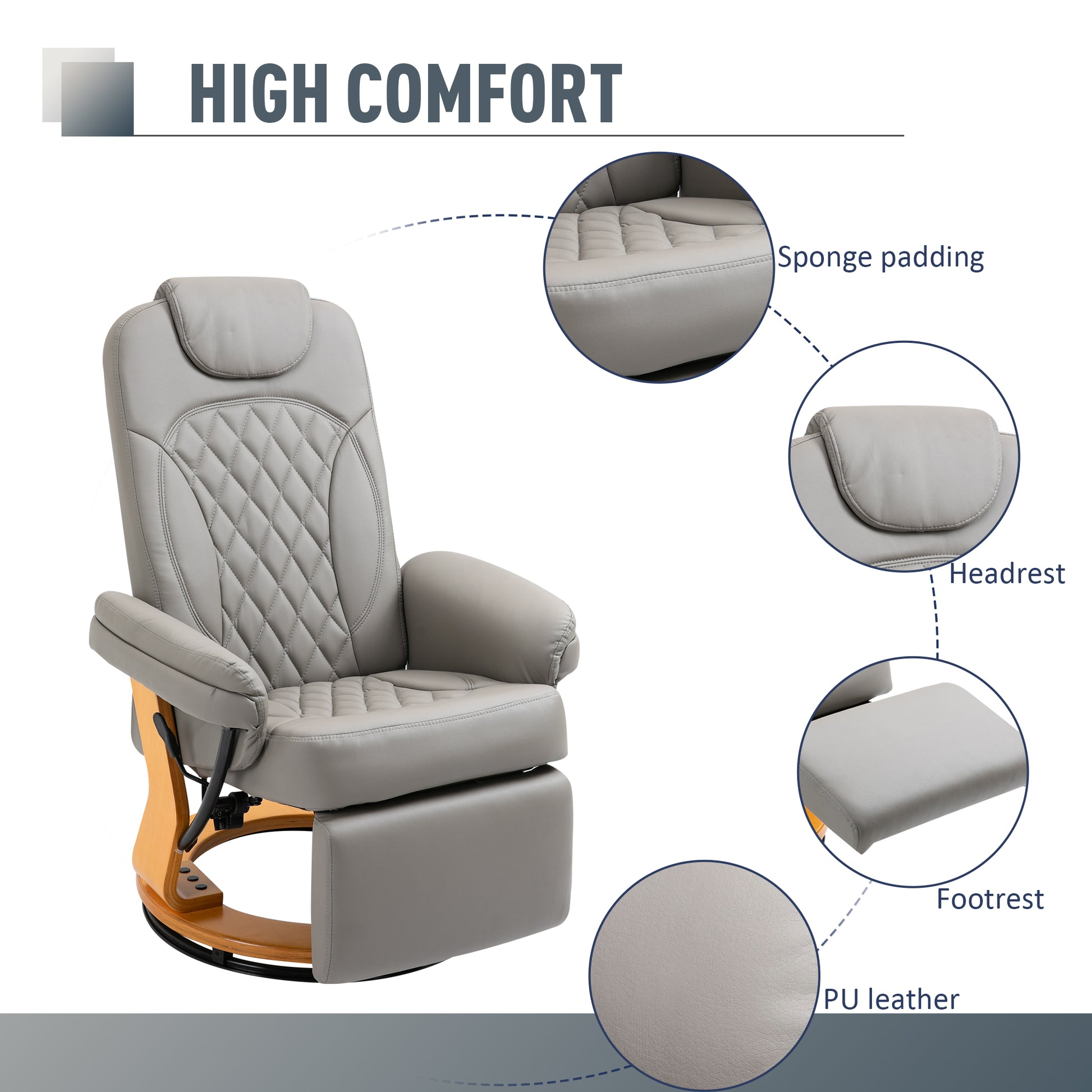 Homcom PU Recliner Chair with Footrest