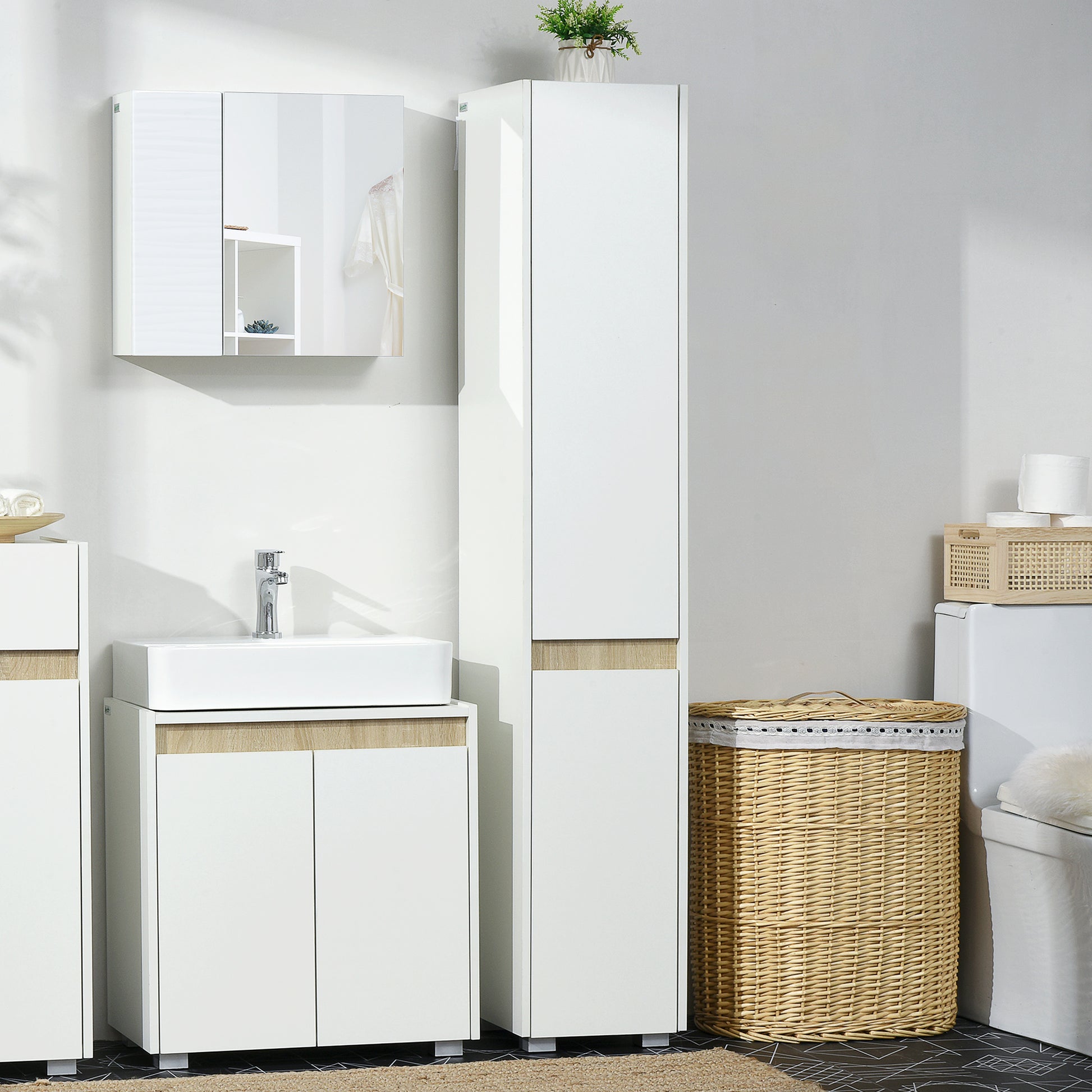 kleankin Tall Bathroom Cabinet with Adjustable Shelves