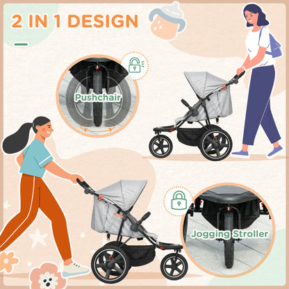 Homcom Foldable Three-Wheeler Baby Stroller w/ Canopy