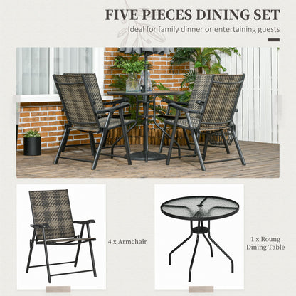 Outsunny 5 Pieces PE Rattan Dining Sets