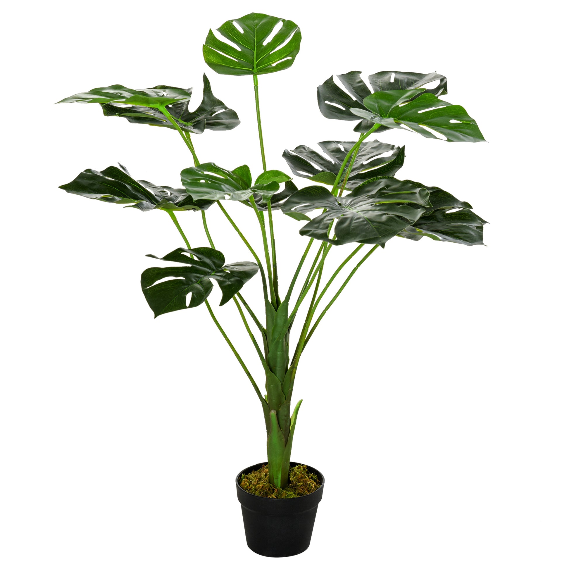 Homcom Decorative Artificial Monstera Plants in Pot Fake Plants for Home Indoor Outdoor Decor