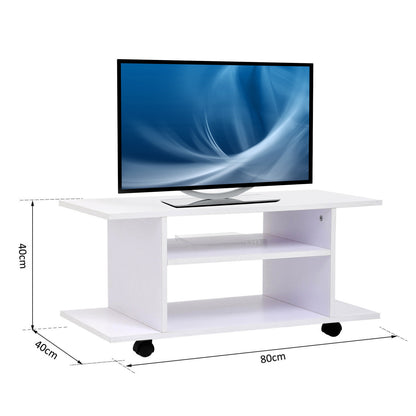 Homcom Modern TV Cabinet Stand Storage Shelves Table Mobile Bedroom Furniture Bookshelf Bookcase White New