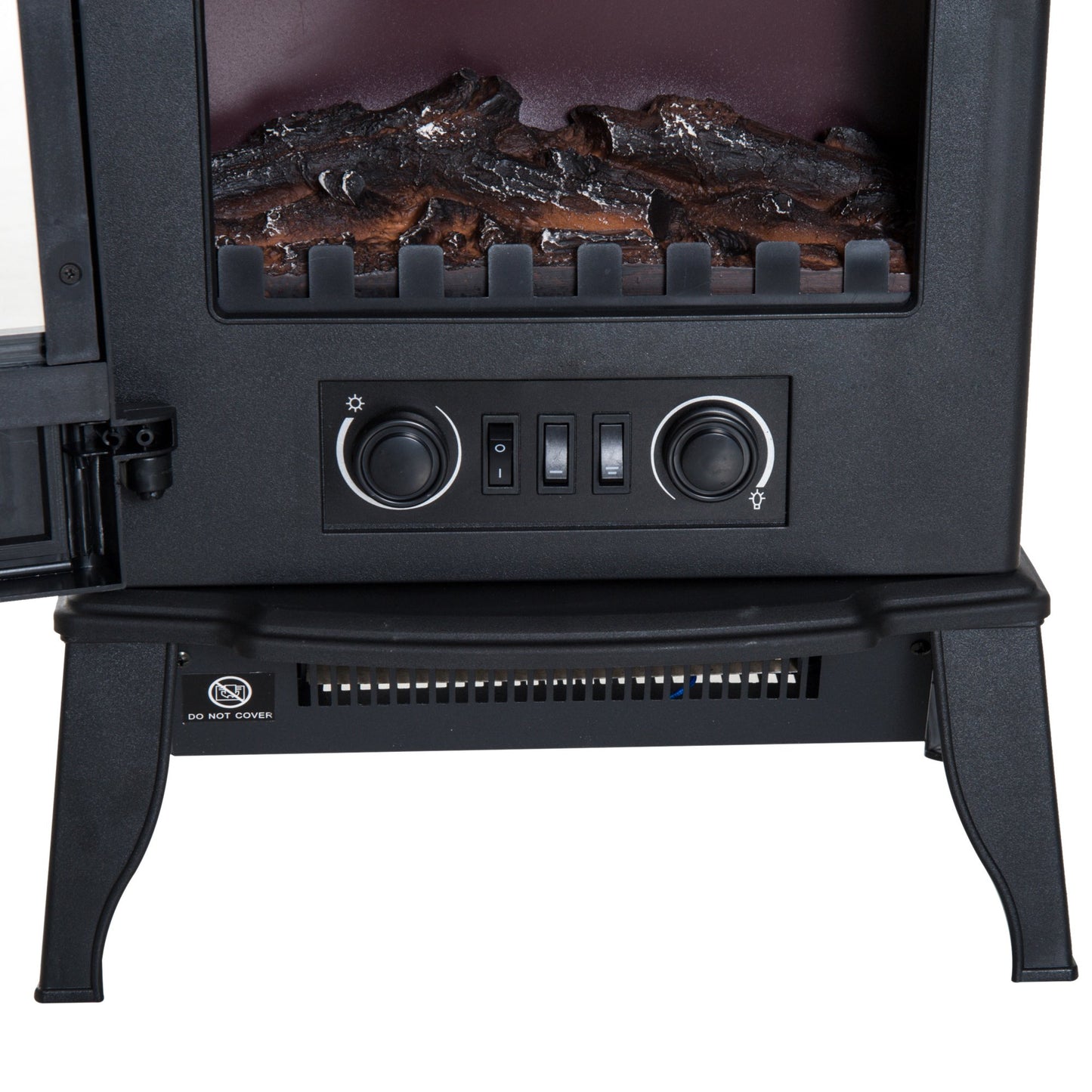 Homcom Electric Fireplace Heater Freestanding Stove with LED Flame Effect 1000W/2000W-Black