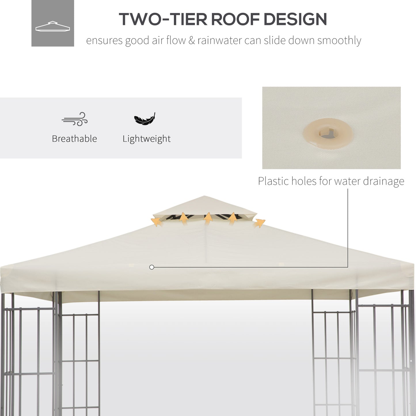 Outsunny Gazebo Replacement Canopy 3X3 M-Cream White