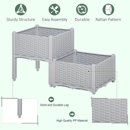 Outsunny Raised Flower Bed Vegetable Herb Plant Stand Lightweight - 40L x 40W x 44H CM