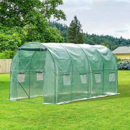 Outsunny 4x2 m Polytunnel Walk-in Greenhouse with Zip Door and Windows