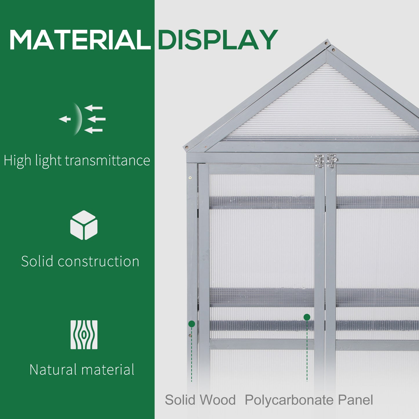 Outsunny 80 x 47 x 138cm Garden Cold Frame Polycarbonate Greenhouse with Adjustable Shelves