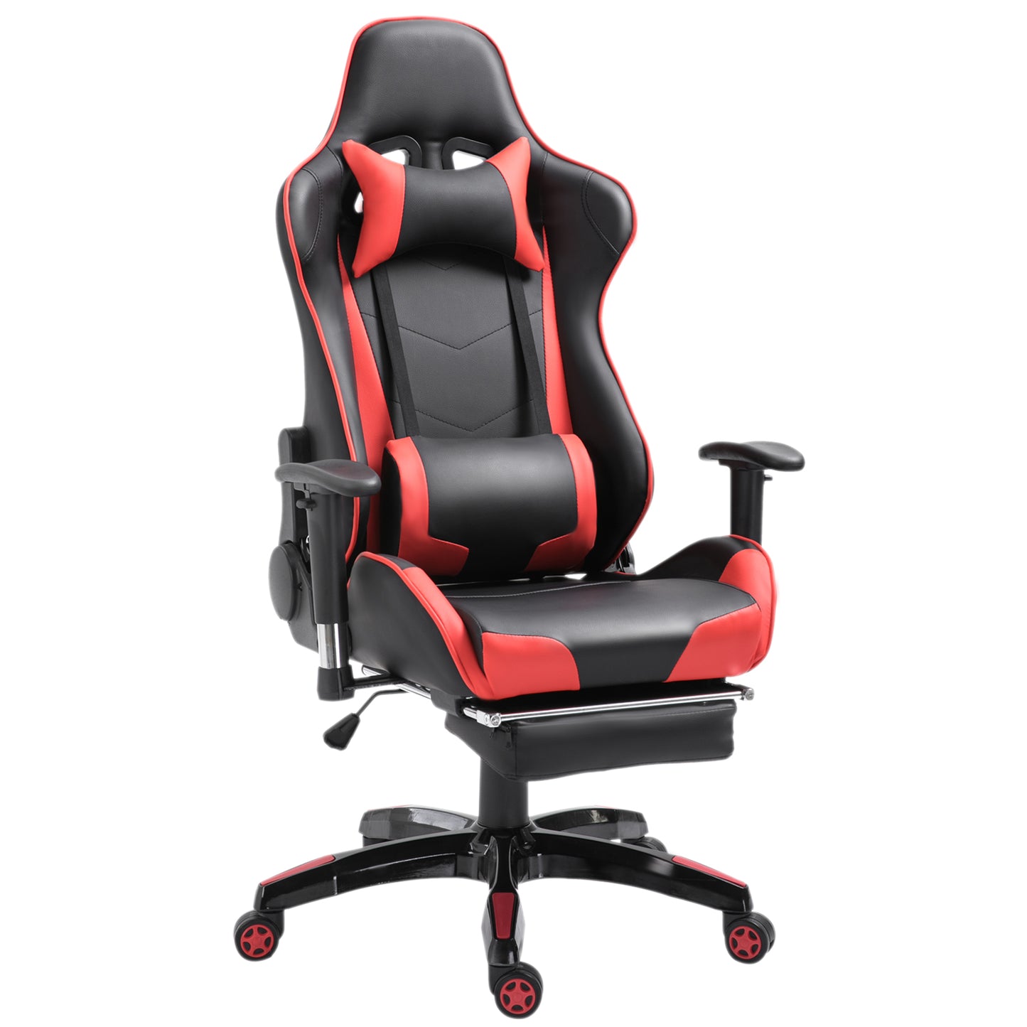 Homcom High-Back Gaming Chair Swivel Home Office Computer Racing Gamer Recliner Chair Faux Leather with Footrest