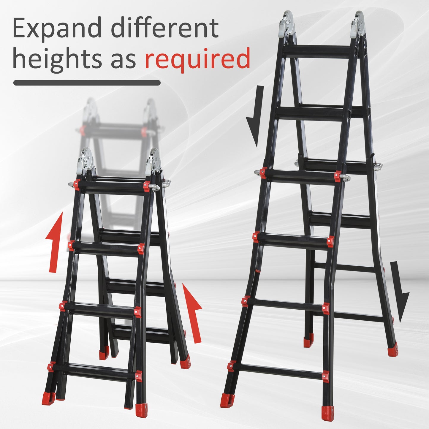 Homcom 4M Aluminium Telescopic Extendable Ladder w/ Non-Slip Feet