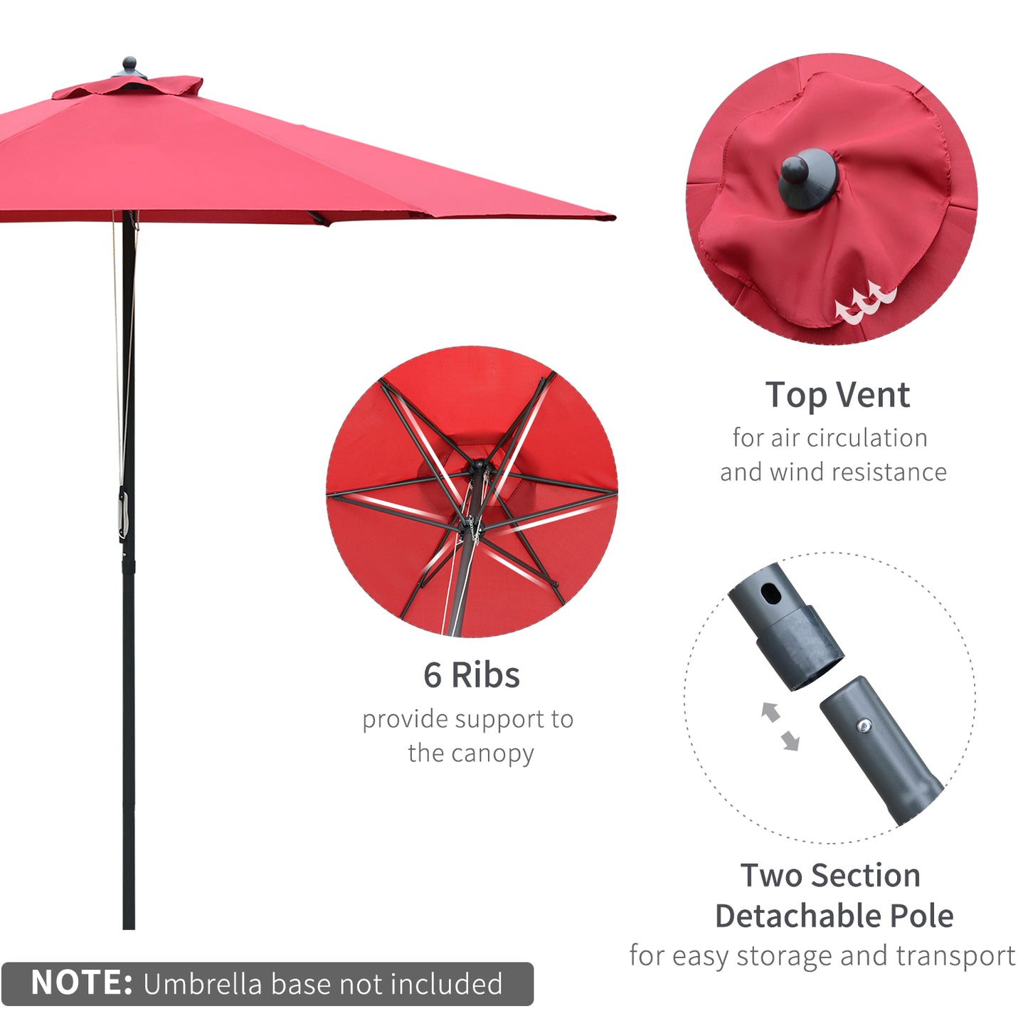 Outsunny 2.8m Garden Parasol Umbrella