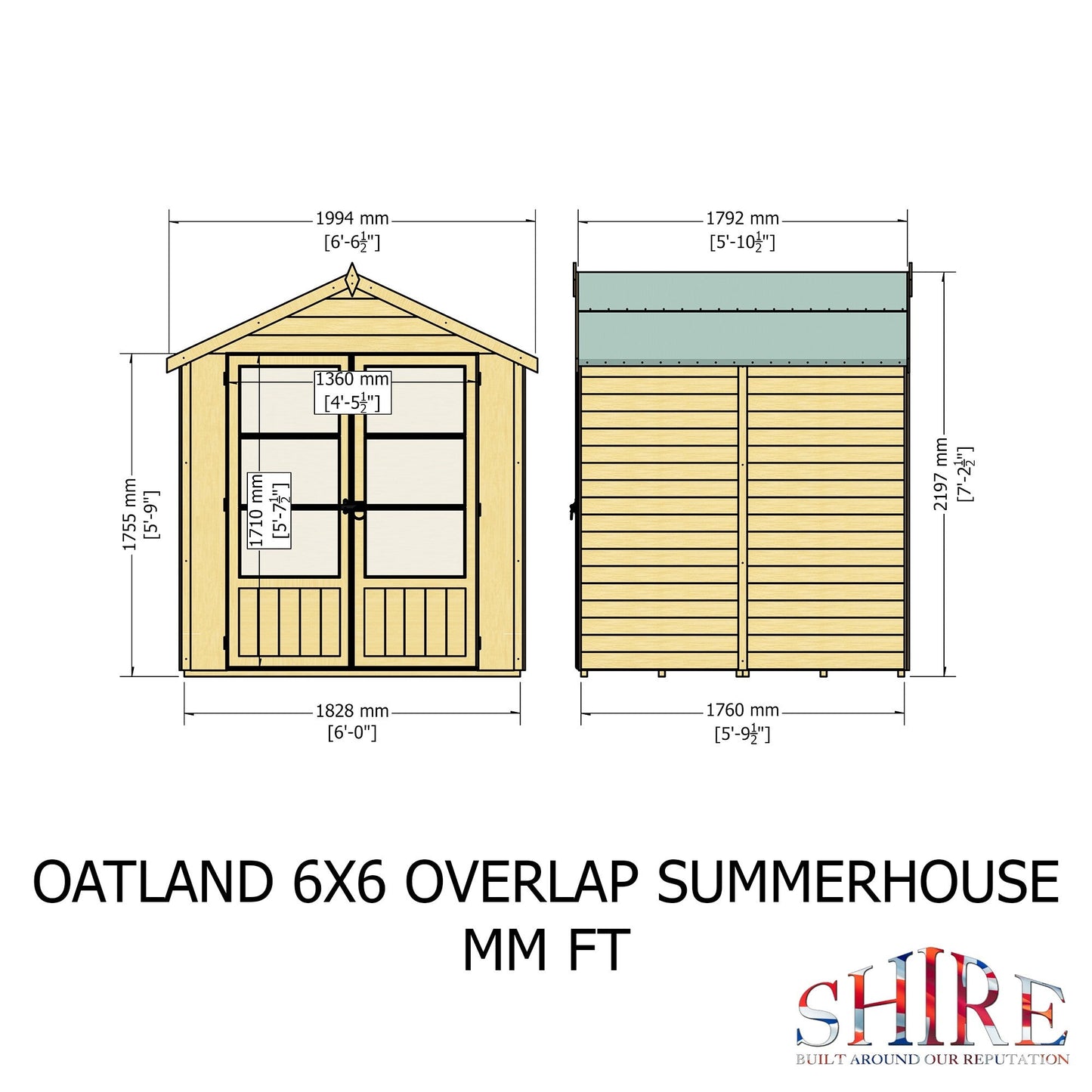 Shire Oatland 6' x 6' 1" Apex Summerhouse - Budget Dip Treated Overlap