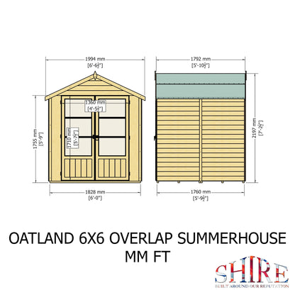 Shire Oatland 6' x 6' 1" Apex Summerhouse - Budget Dip Treated Overlap