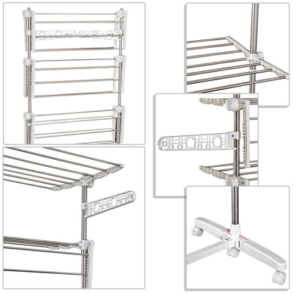 Homcom Folding Cloth Rail Adjustable Garment Rack With Wheels (4 Layer)