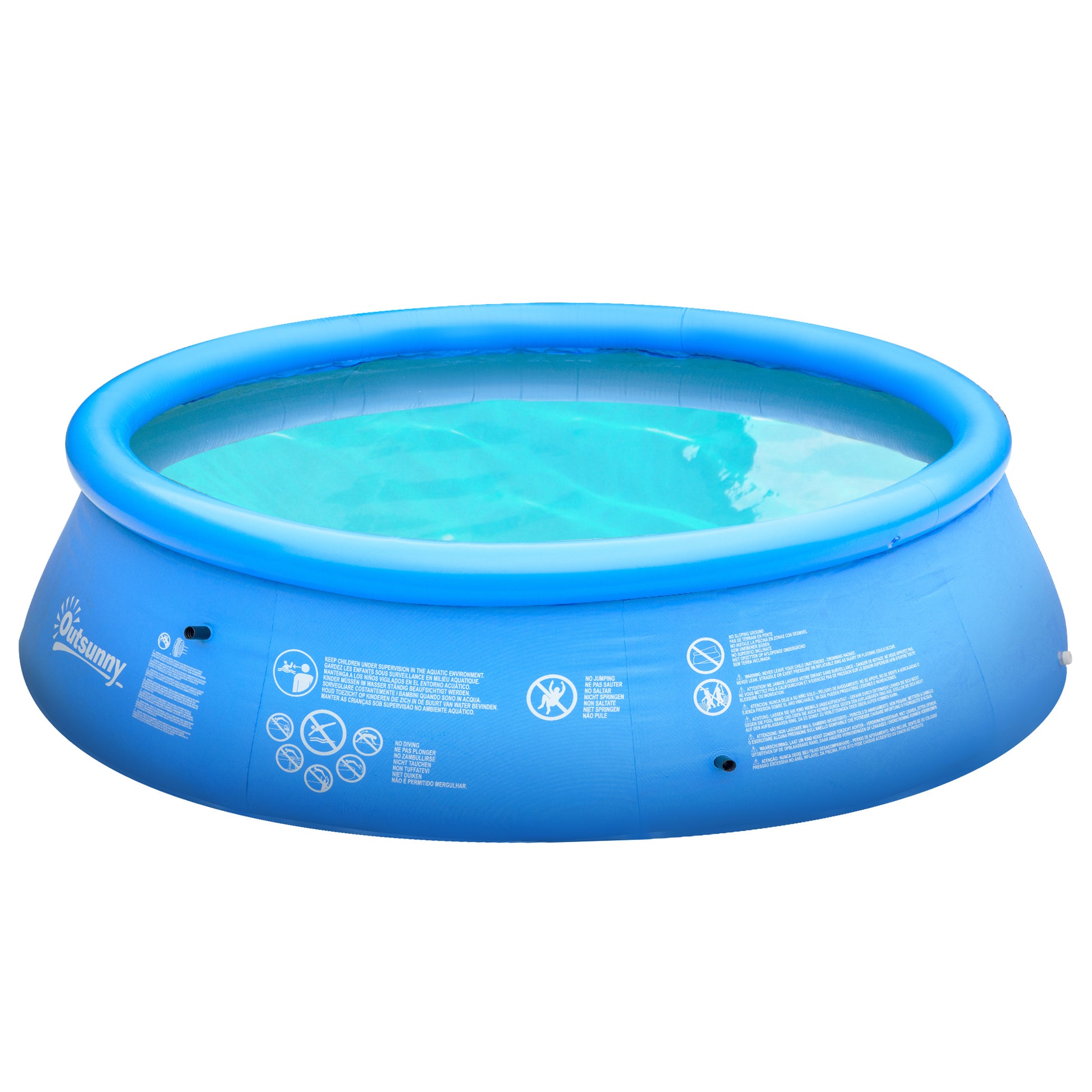 Outsunny Inflatable Swimming Pool Family-Sized Blow Up Pool Round Paddling Pool with Hand Pump for Kids