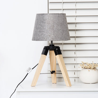 Homcom Wooden Tripod Table Lamp for Side