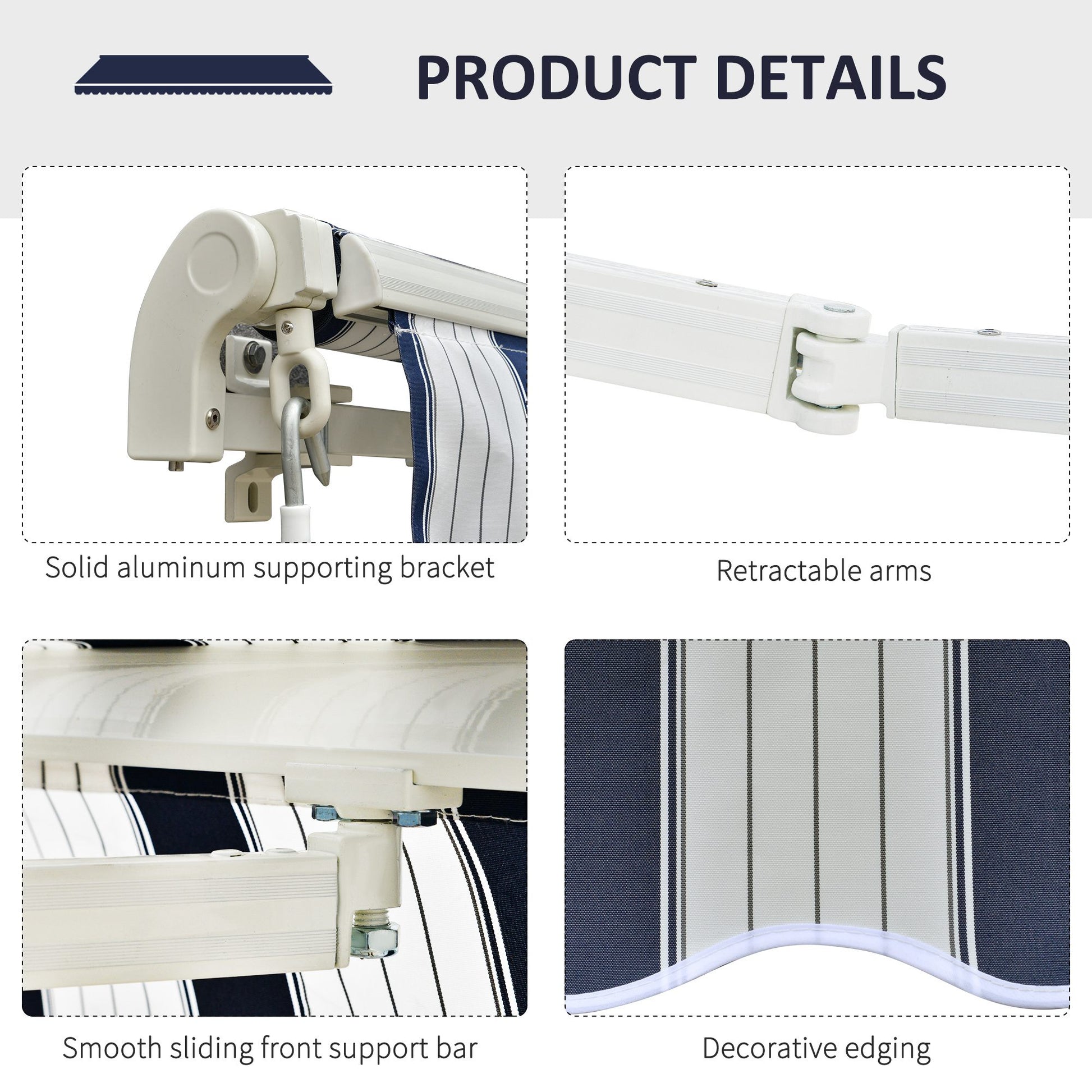 Outsunny Manual Retractable Awning