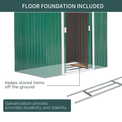 Galvanised 7 x 4' Double Door Reverse Apex Garden Shed Lockable Steel Green by Steadfast