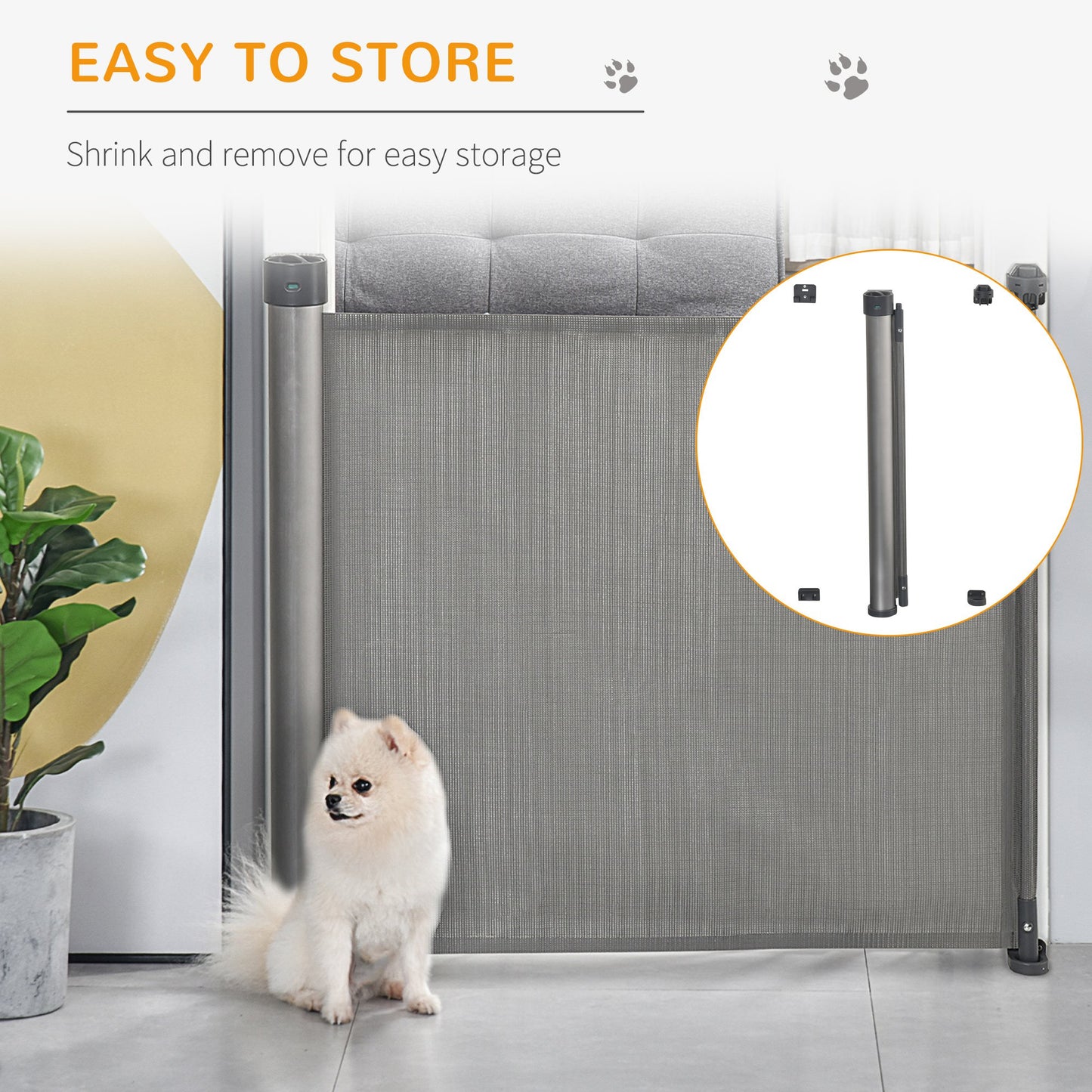 PawHut Retractable Stair Gate for Dogs 140cm Extendable