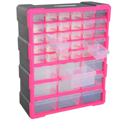 Durhand 39 Drawer Storage Cabinets 38Lx16Dx47.5H cm Plastic-Rose Red