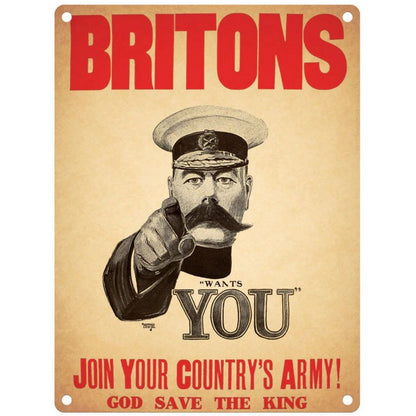 Vintage Britons Join Your Country's Army Sign Metal Wall Mounted - 45cm