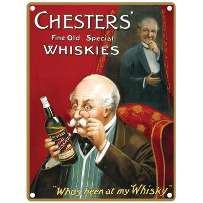 Vintage Chesters' Whiskey Sign Metal Wall Mounted - 60cm