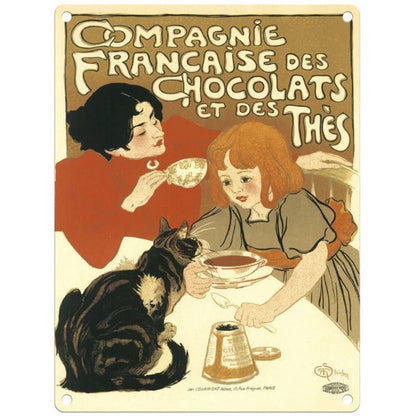 Vintage Compagnie Francaise Chocolats Sign Metal Wall Mounted - 45cm