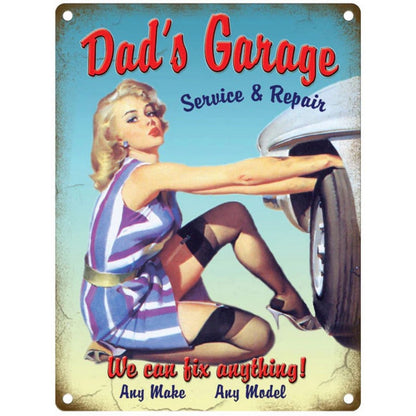 Vintage Dad's Garage Sign Metal Wall Mounted - 45cm