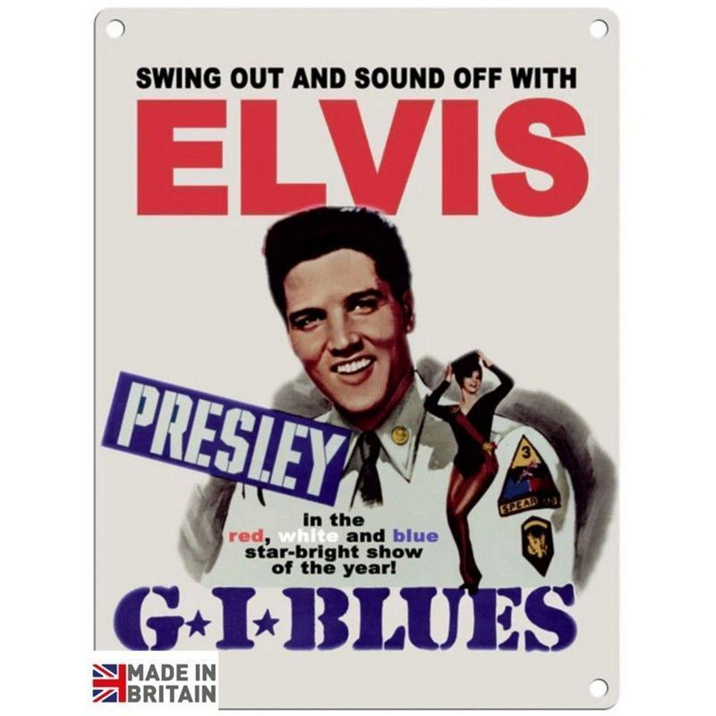 Elvis G.I. Blues Sign Metal Wall Mounted - 45cm