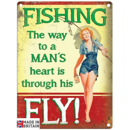 Vintage Fishing Sign Metal Wall Mounted - 45cm