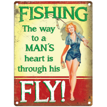 Vintage Fishing Sign Metal Wall Mounted - 45cm