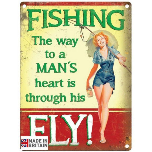 Vintage Fishing Sign Metal Wall Mounted - 60cm