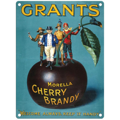 Vintage Grants Cherry Brandy Sign Metal Wall Mounted - 45cm