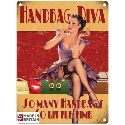 Handbag Diva Sign Metal Wall Mounted - 60cm