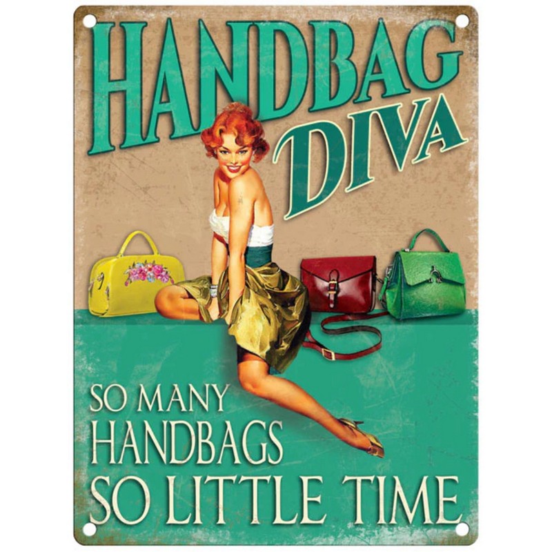 Handbag Diva Funny Sign Metal Wall Mounted - 60cm