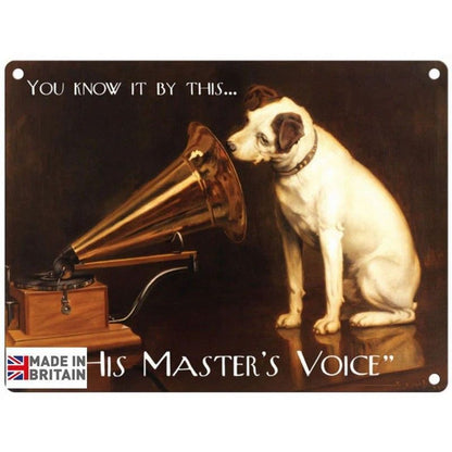 Vintage His Master's Voice Sign Metal Wall Mounted - 45cm