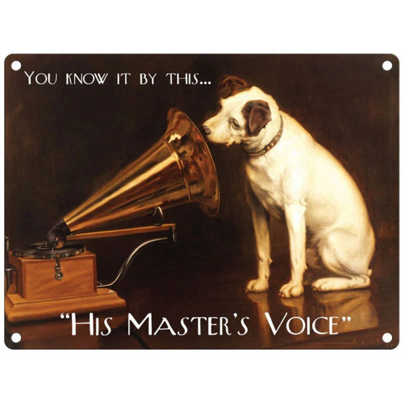 Vintage His Master's Voice Sign Metal Wall Mounted - 45cm