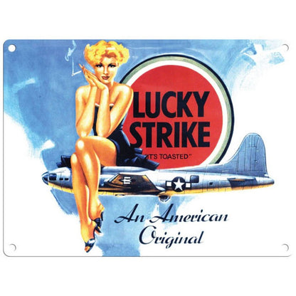 Vintage Lucky Strike Cigarettes Sign Metal Wall Mounted - 45cm