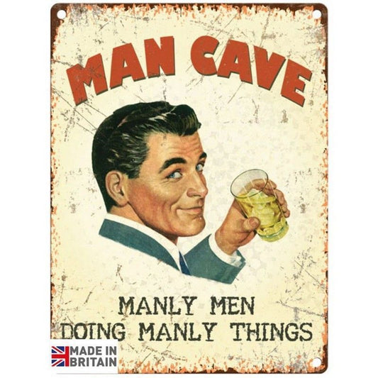 Man Cave Sign Metal Wall Mounted - 45cm