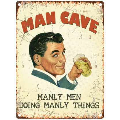 Man Cave Sign Metal Wall Mounted - 60cm