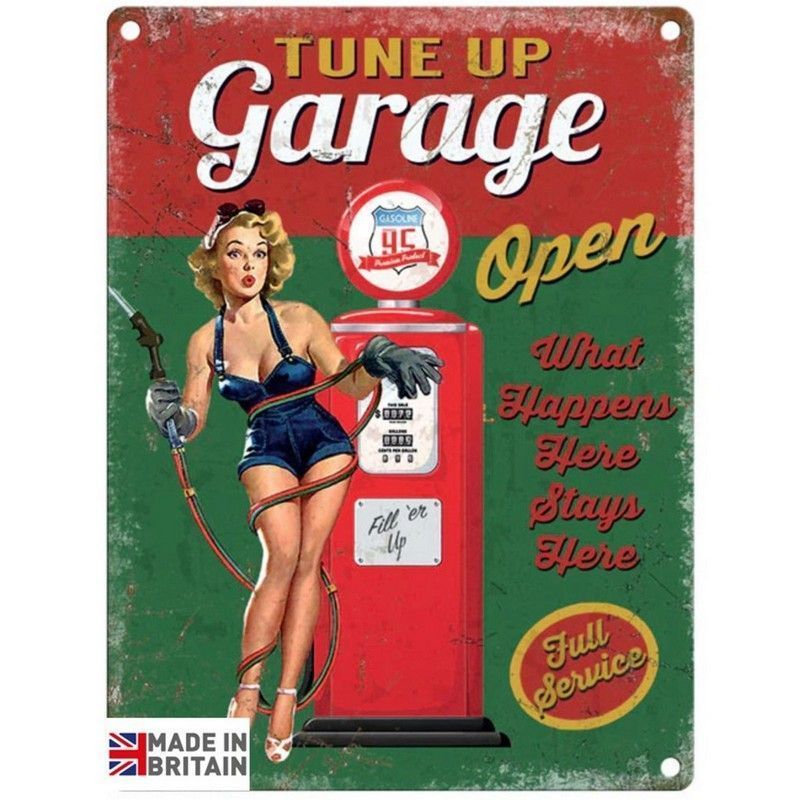 Vintage Tune Up Garage Sign Metal Wall Mounted - 45cm