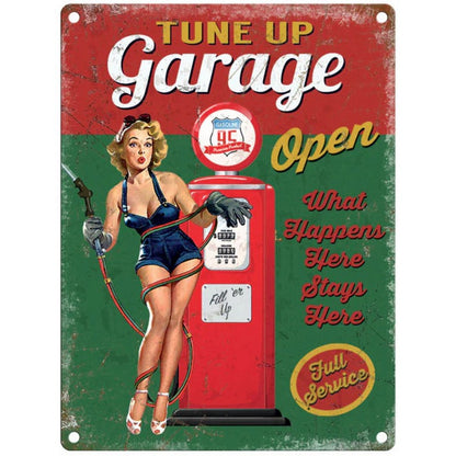 Vintage Tune Up Garage Sign Metal Wall Mounted - 45cm