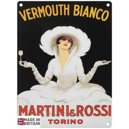 Vintage Vermouth Bianco Martini Data Sign Metal Wall Mounted - 45cm