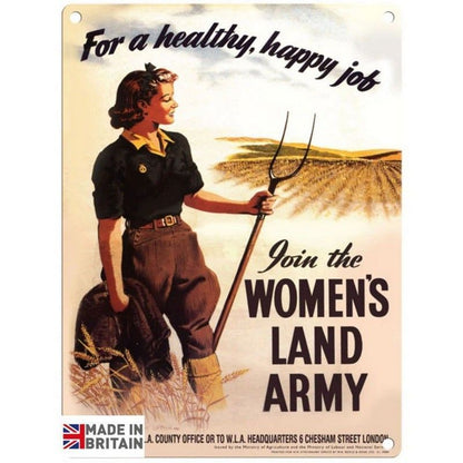 Vintage Women's Land Army Sign Metal Wall Mounted - 45cm