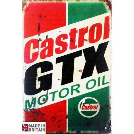 Castrol Gtx Motor Oil Sign Metal Wall Mounted - 45cm