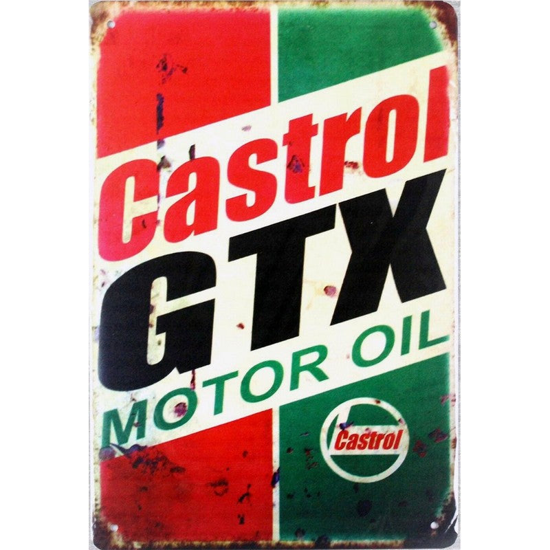 Castrol Gtx Motor Oil Sign Metal Wall Mounted - 45cm